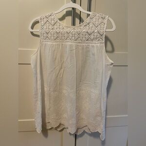 J. McLaughlin Off-White Lace Sleeveless Blouse